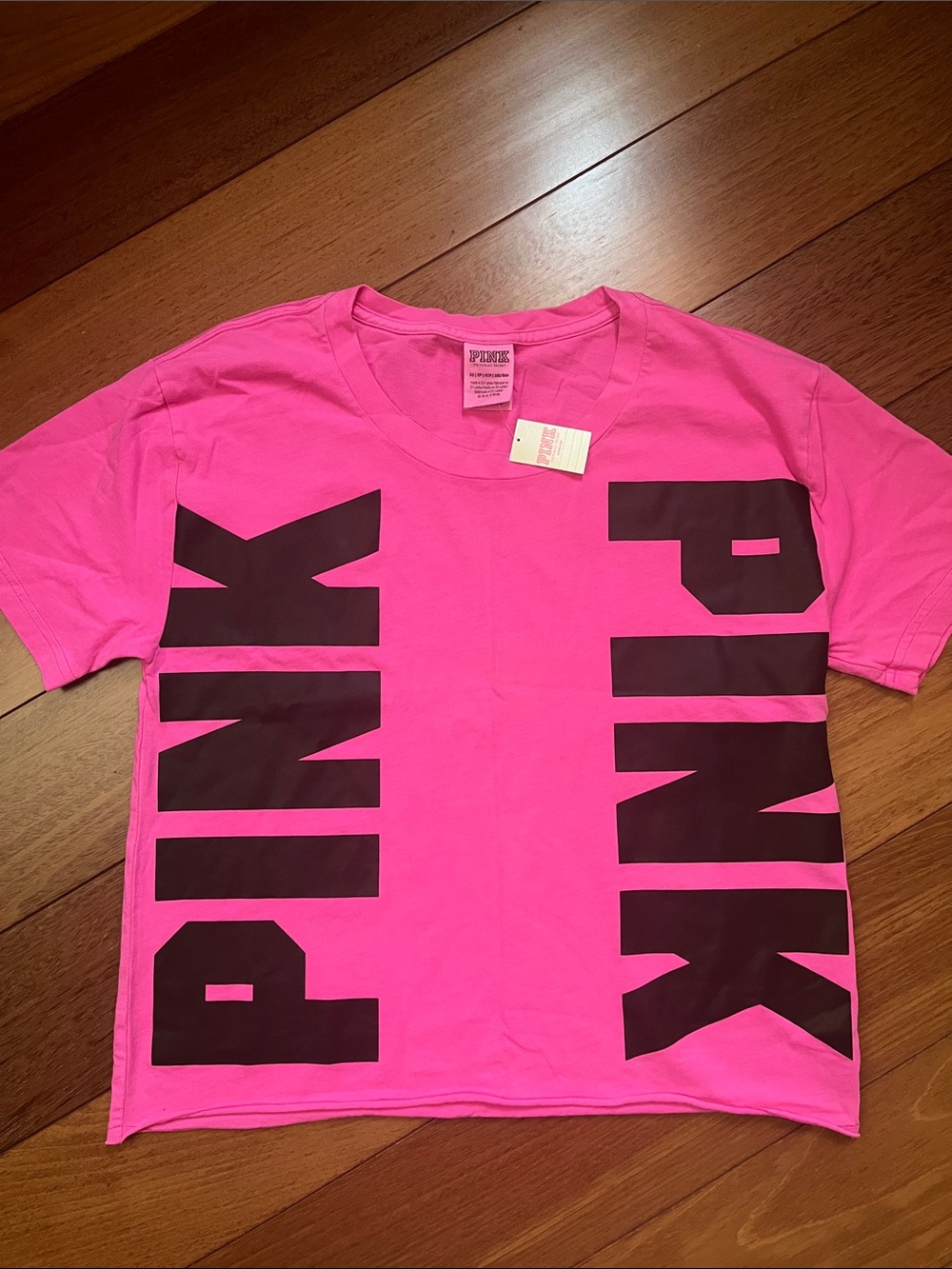NWT PINK Victoria’s Secret Logo Crop Tee